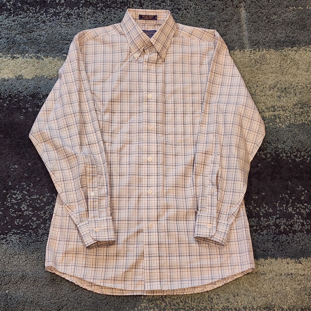 Pendleton Metro Shirt Mens Small Plaid White Blue Button Up Long Sleeve